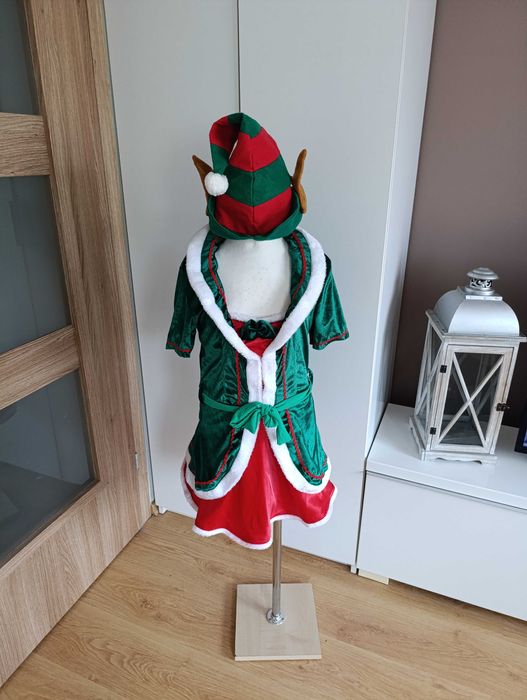 Strój karnawałowy sukienka ELFA KRASNALA SKRZATA Elfka 146/152  370