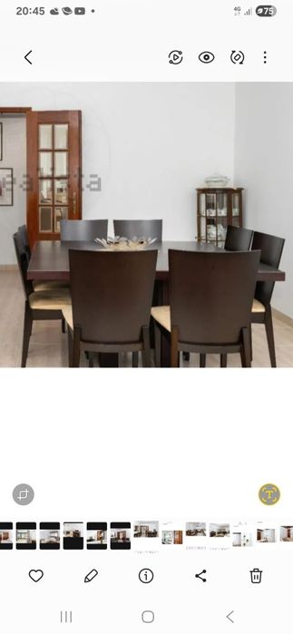 Mesa de jantar quadrada com 8 cadeiras