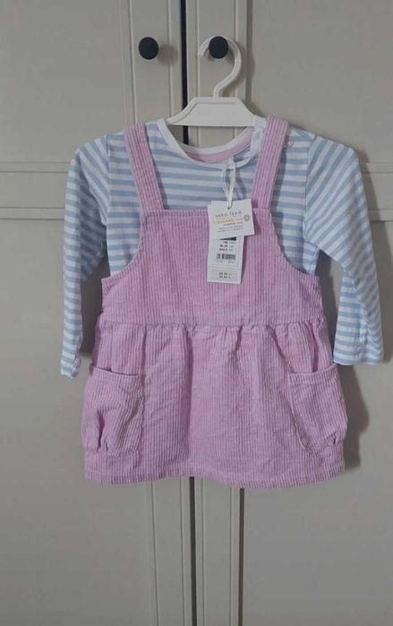 Spódniczka na szelkach z bluzeczką w paski