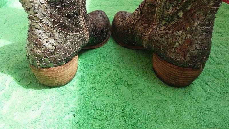 Женские бот в стиле вестерн из змеиной кожи  италии vero cuolo ручн.р