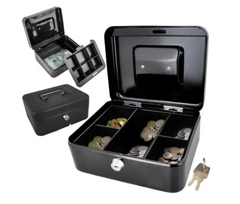 Металева касетна скринька для грошей та документів з ключем Сейф каса