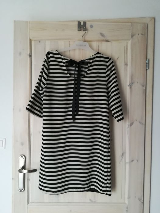 Czarno kremowa sukienka w paski pasiasta Atmosphere Primark 36 S