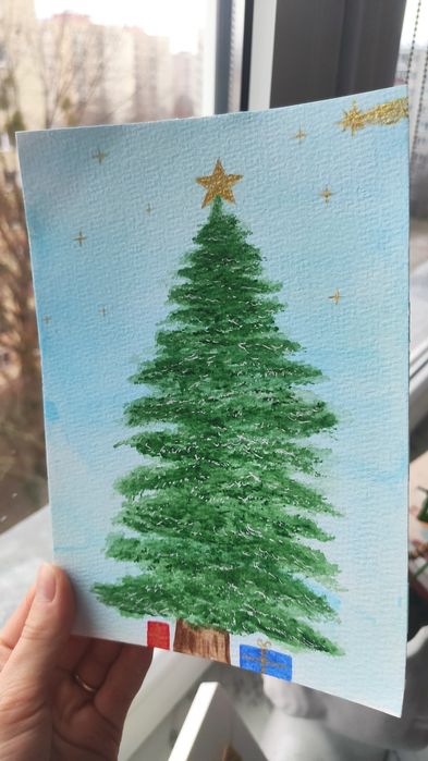 Kartka świąteczna, Bożonarodzeniowa kartka, prezent, ozdoba