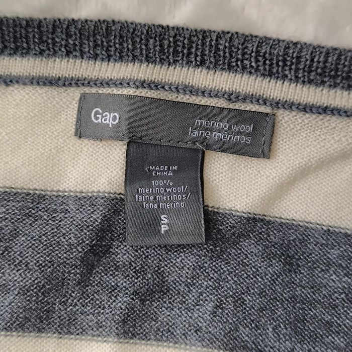 GAP - oryginalny sweter damski kardigan w paski 100% wełna merino