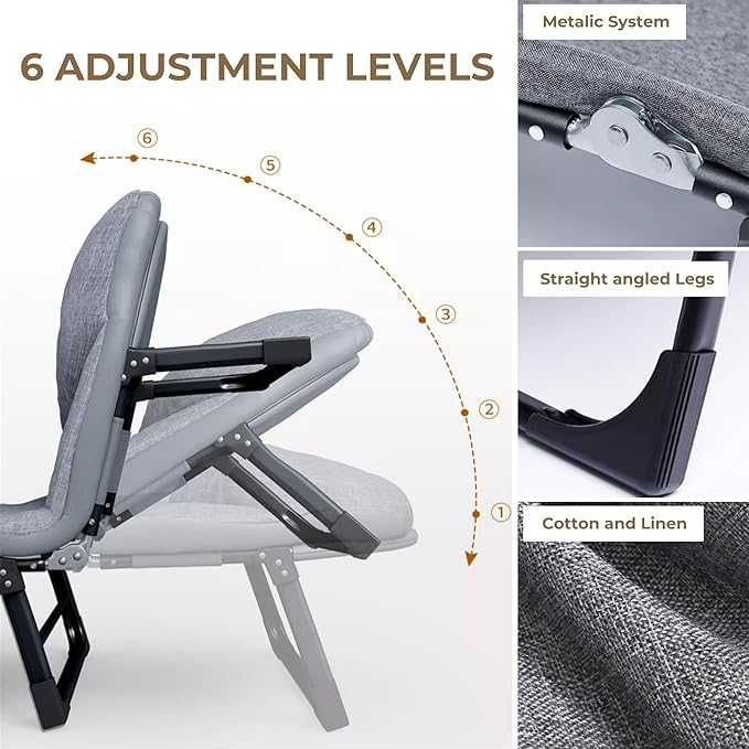 Łóżko polowe leżanka łóżko kempingowe szare z poduszką