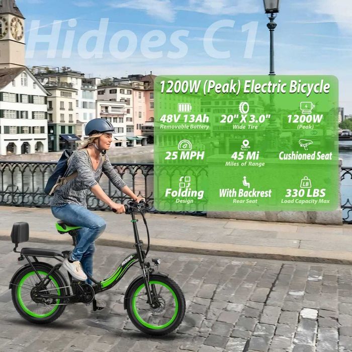 Bicicleta elétrica dobrável Hidoes C1 750W