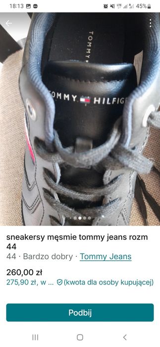 sneakersy męskie tommy jeans rozm 44