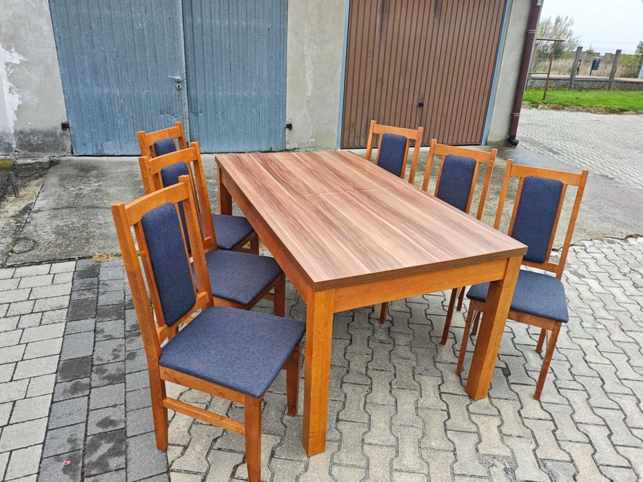 Stół rozkładany 160–230 cm + 6 krzeseł – komplet 350 zł