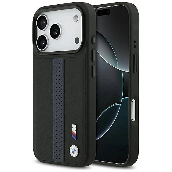 Etui BMW M Perforated Stripe Logo MagSafe na iPhone 17 Pro - niebieski