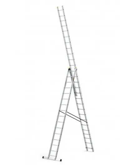 Drabina PRO aluminiowa 3-ELEMENTOWA 3X15 szczebli 150 KG 10 metrów