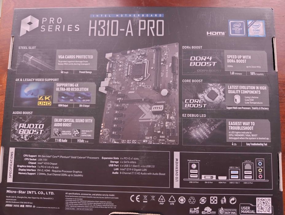 Материнская плата MSI H310-A PRO.