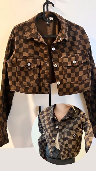 Bawełniana narzutka/koszula rozmiar S modny kolor czekolada