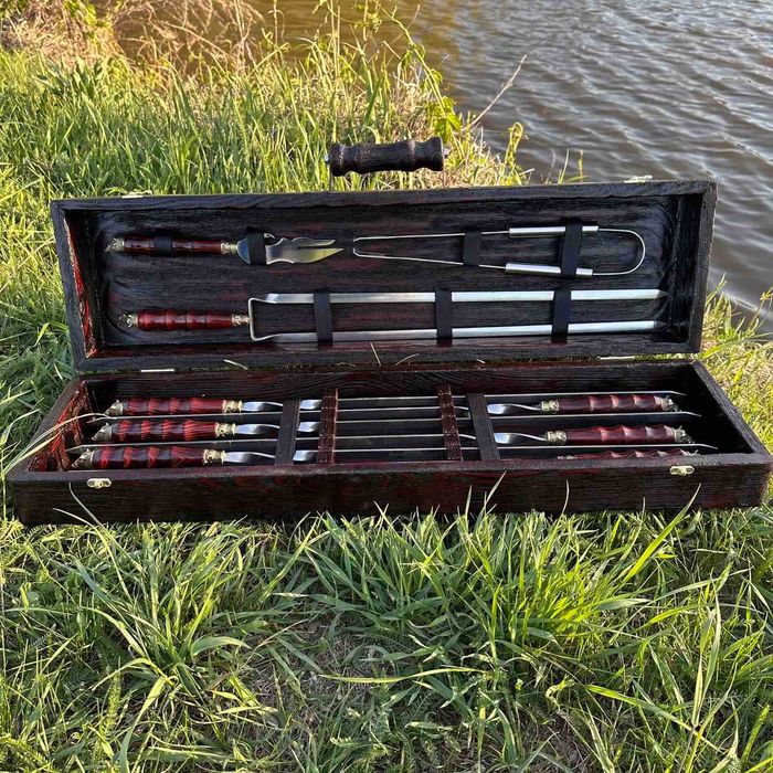 Подарунковий набір, подарунок для чоловіка, набір шампурів у кейсі!