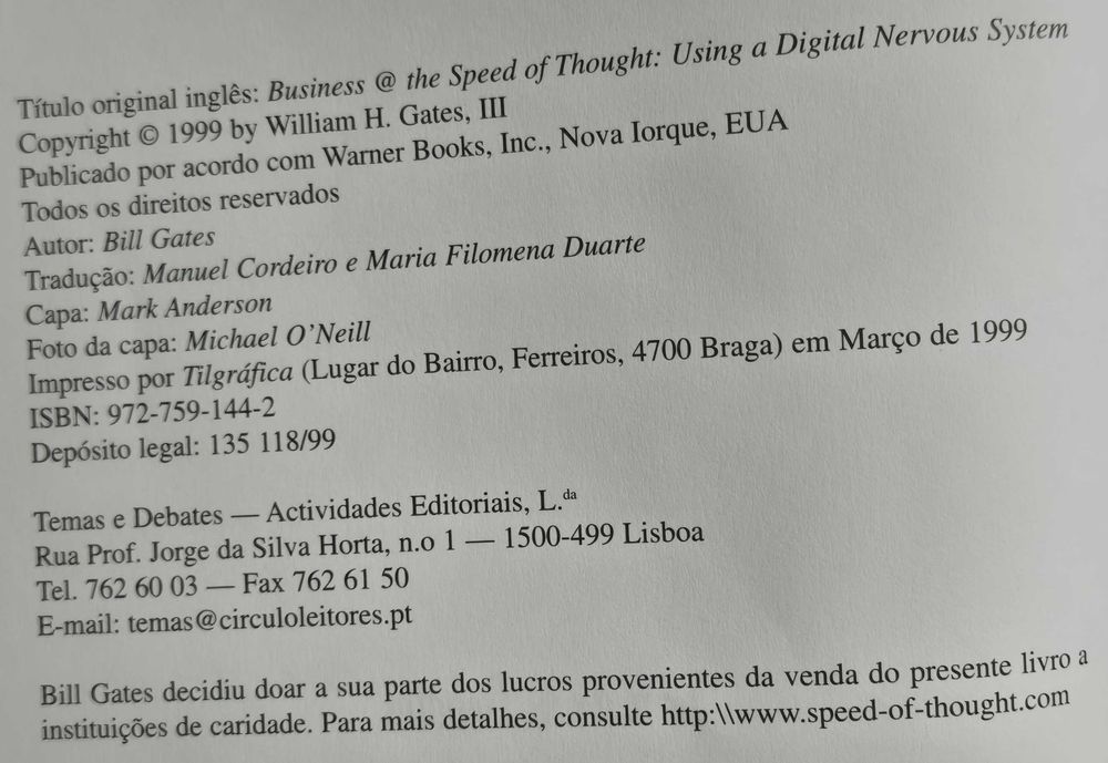 Livro "Negócios à velocidade do pensamento"