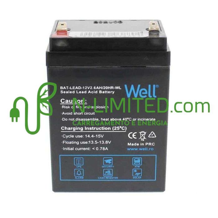 Bateria AGM 12V 2.6Ah e 2.8Ah