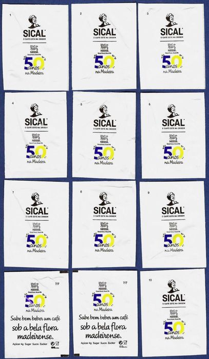 Pacotes de açúcar - 2024. Série Sical Nestlé 50 anos na Madeira Póvoa ...