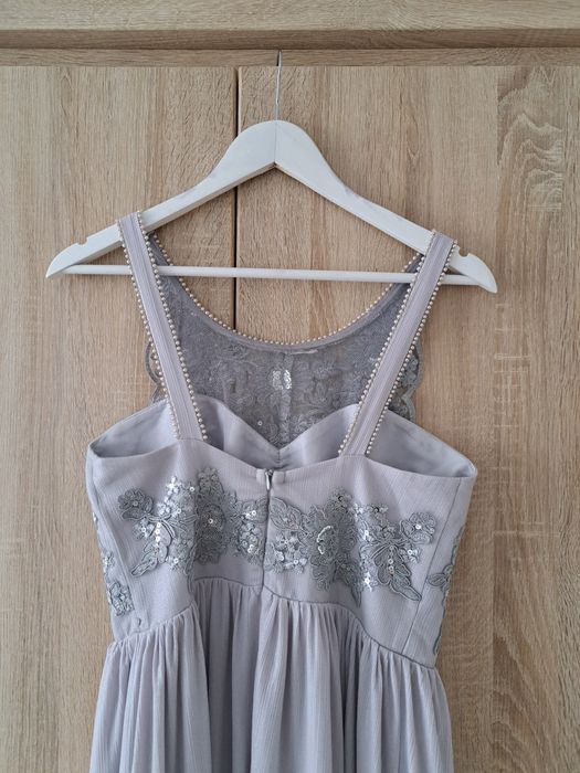 Sukienka maxi szaro-srebrna wieczorowar r.M/L