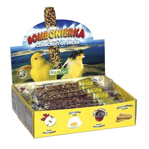 NESTOR Bombonierka dla kanarka 12 kolb w 4 smakach 042