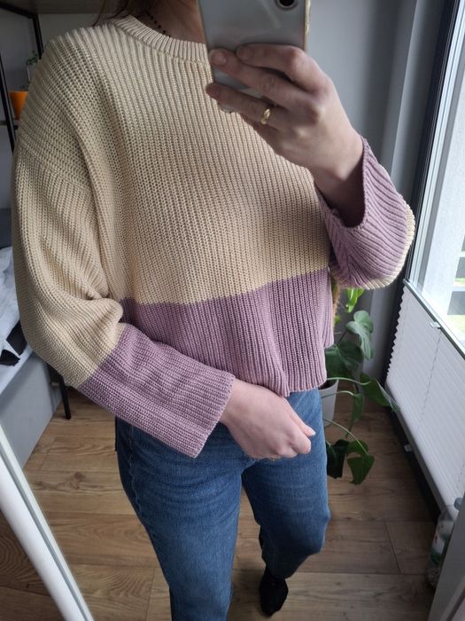 Rozmiar M, Even&Odd sweter, swetr dwukolorowy