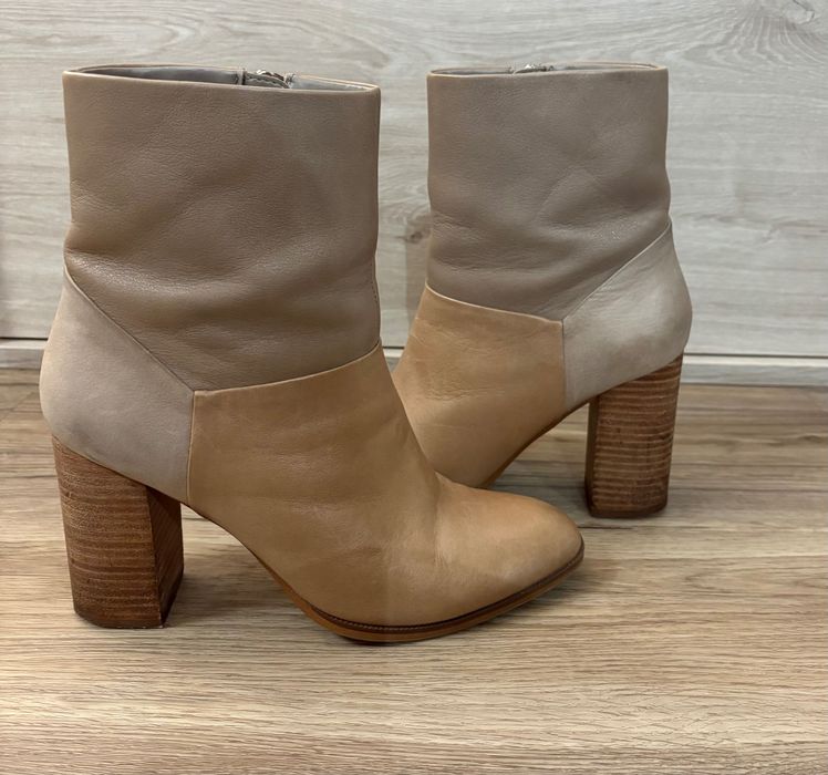 Kozaczki botki skórzane na obcasie