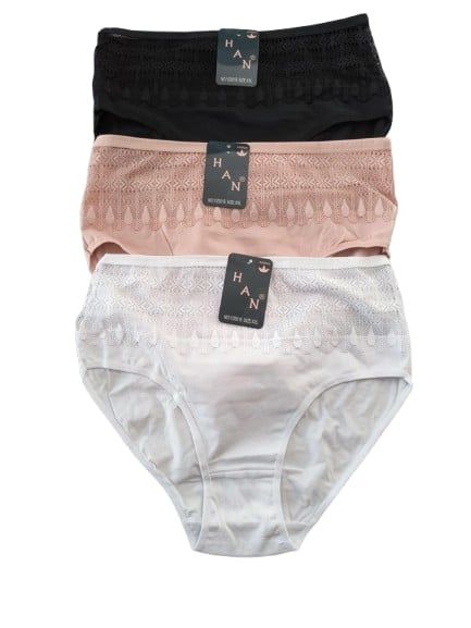 Majtki damskie bawełniane Figi wysoki Stan koronka 2XL