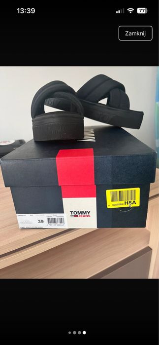 Klapki Tommy Hilfiger koturny wygodne stan idealny