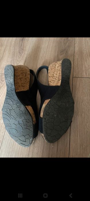 Granatowe koturny na korku roz 40/41 Graceland