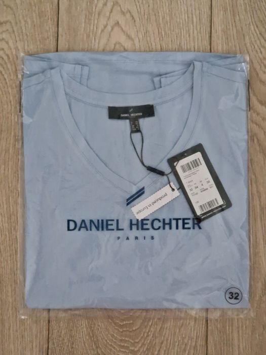 Daniel Hechter błękitny T-shirt z 3/4 rękawem