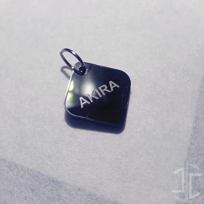 Medalha de identificação animal em forma losango - Acrílico Preto - 3mm