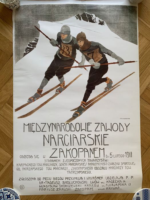 Plakat Międzynarodowe zawody narciarskie w Zakopanem J. Małachowskiego