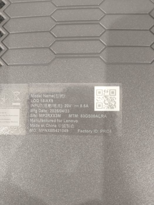 Lenovo Loq 15IAX9 Luna Grey