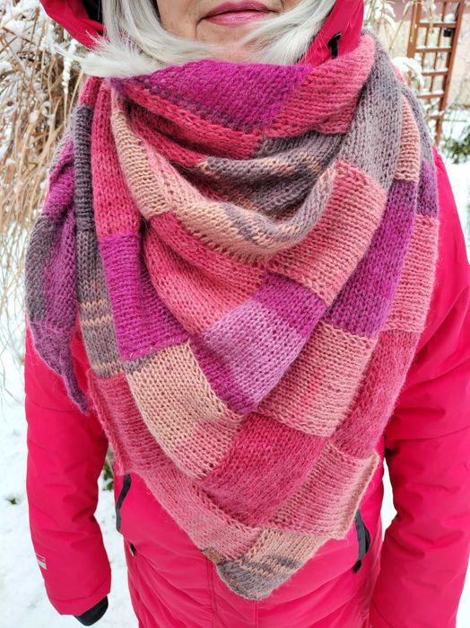 Chusta trójkątna szal wełna HANDMADE