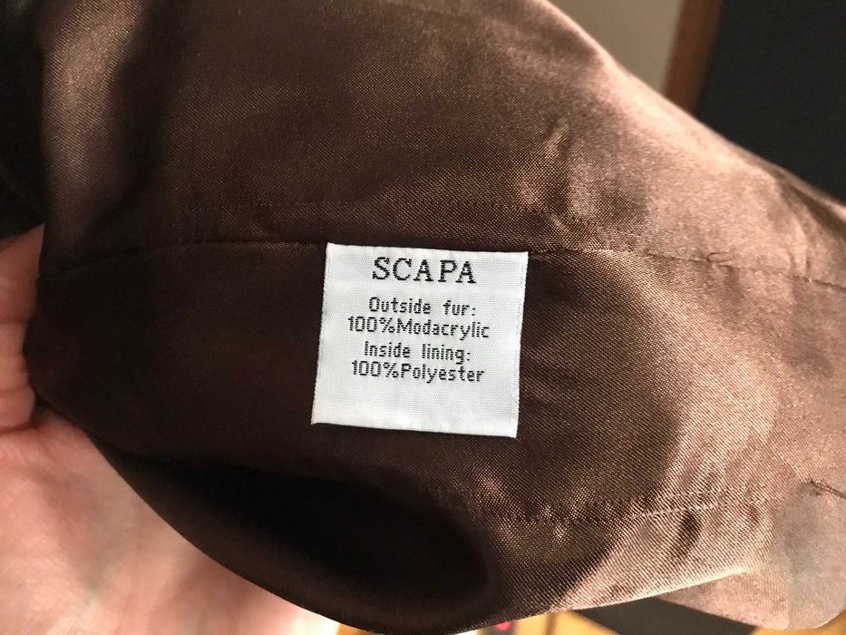 Brązowe futro płaszcz karakuły Scapa 38/40 classic faux fur coat
