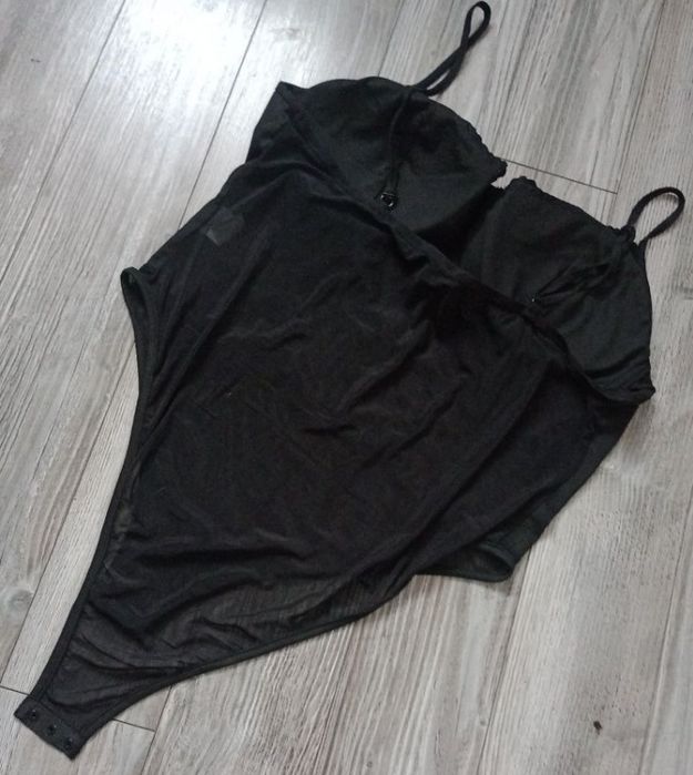 Body satynowe z koronką czarne 1XL elegant night Shein Curve
