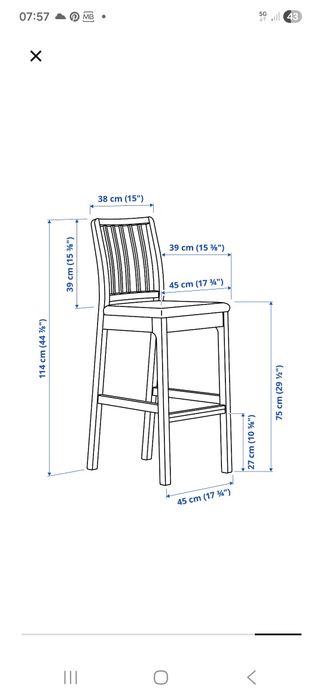 Cadeiras altas, 75cm