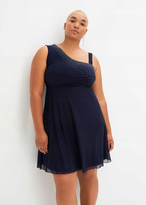 B.P.C granatowa sukienka z aplikacją ze szprosów ^44/46