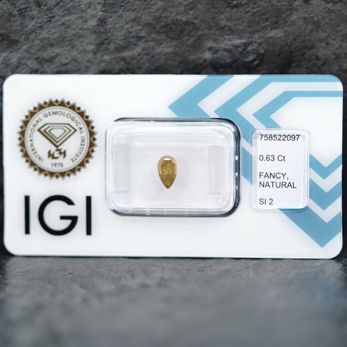 Diamante Natural 0.63ct Fancy Orangy Yellow - Certificado IGI