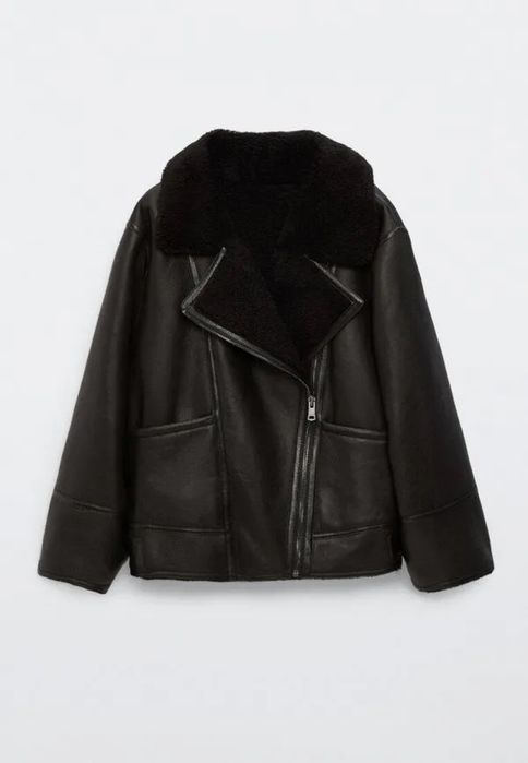 Massimo dutti дублянка авіатор натуральна ЧОРНА