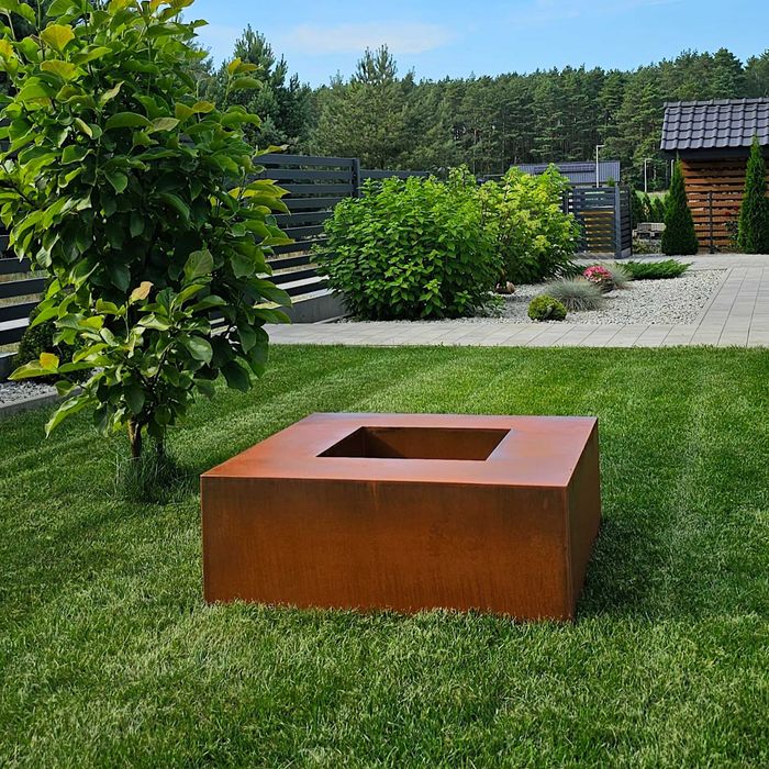 Palenisko ogrodowe Stal Corten Kwadrat 80 cm + GRATIS Kijki Stal
