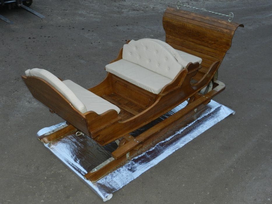 Dębowe Sanie wraz ze skórzanymi siedziskami