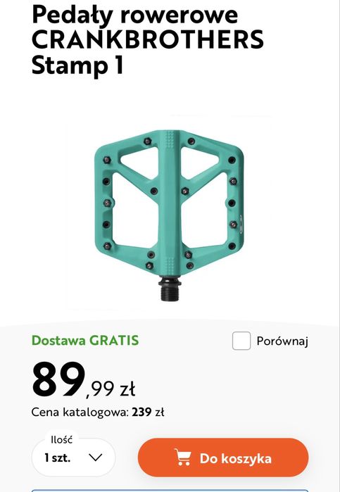 Pedaly platformowe mtb gravel Crankbrothers Stamp 1 L turkus kolor Bianchi Celeste
