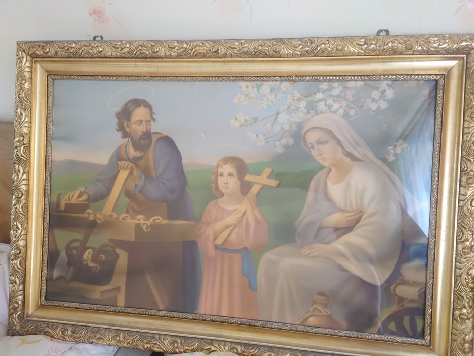 Secesja Matka Boska,Pan Jezus,św.Józef cieśla obraz duży