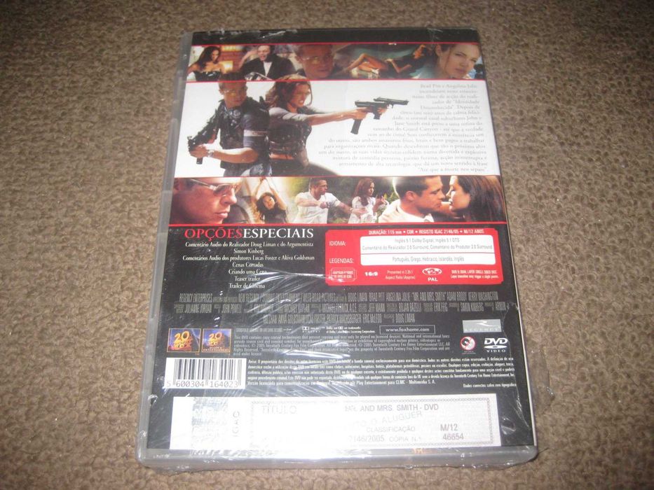 DVD "Mr. & Mrs. Smith" com Brad Pitt/Selado!