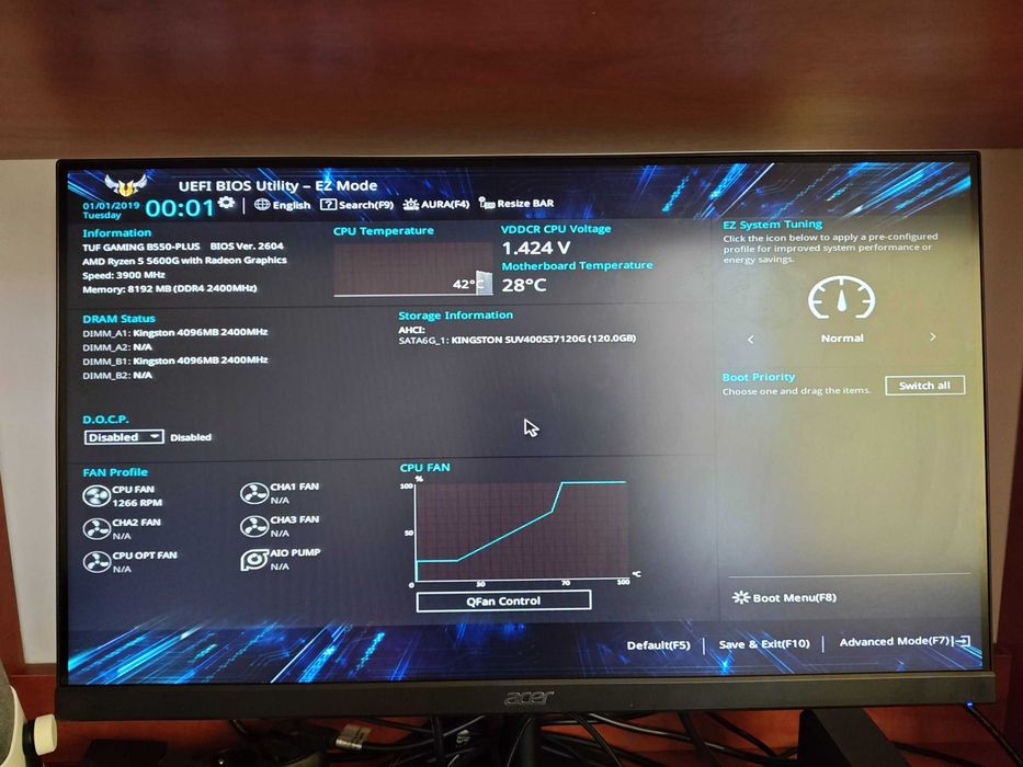 комплект Asus TUF B550 Plus Ryzen 5 5600G DDR4 8Gb 3200MHz SSD Kingston 128 Gb