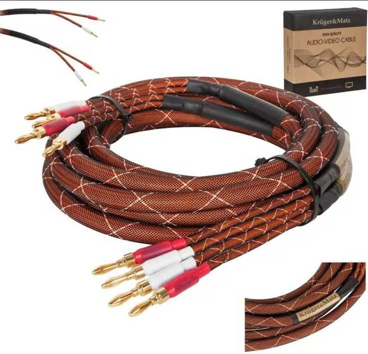 Kabel przewód głośnikowy 5.0 m Kruger&Matz z wtykami bananowymi 2kpl