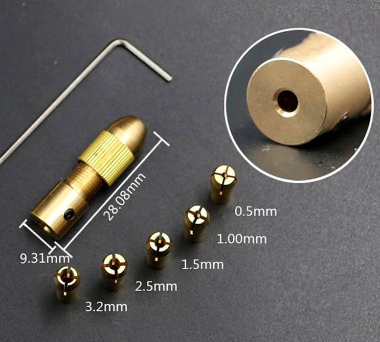 Цанговый патрон + 5 цанг 0,5-3мм цанга электро дрель мини