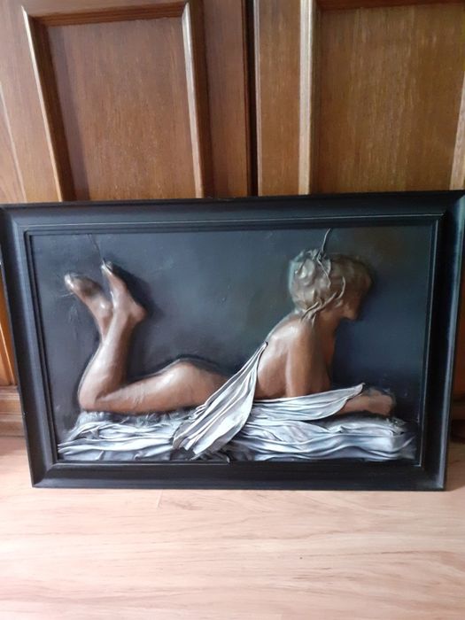 Obraz wykonany ze skóry PRL duży