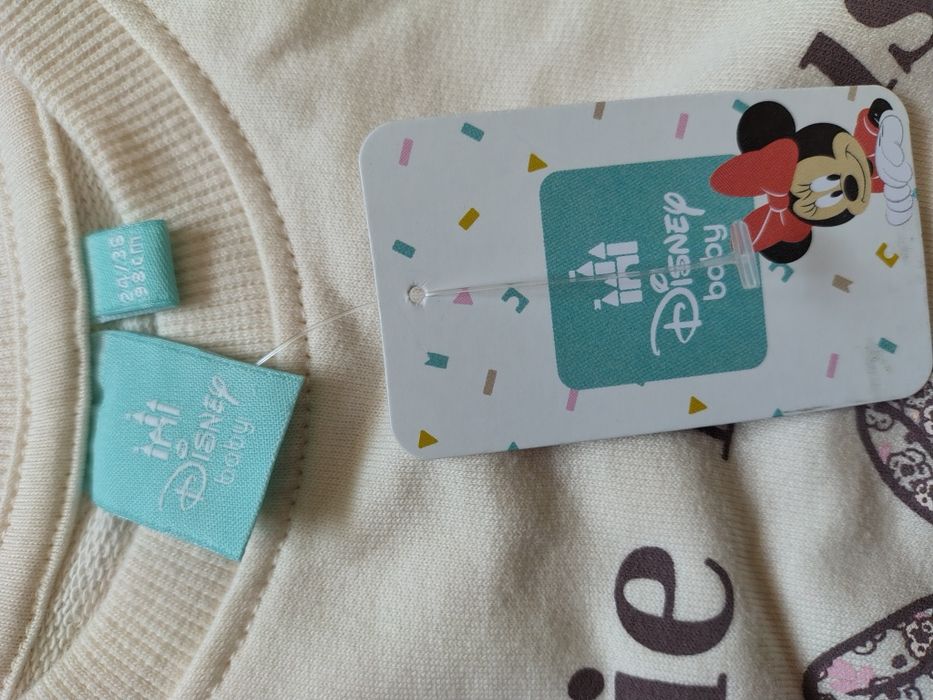 Nowa Bluza Tunika z tiulem 98 kremowa Minnie Mouse