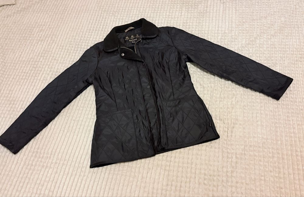 Barbour kurtka 38 krotka czarna pikowana polarowa