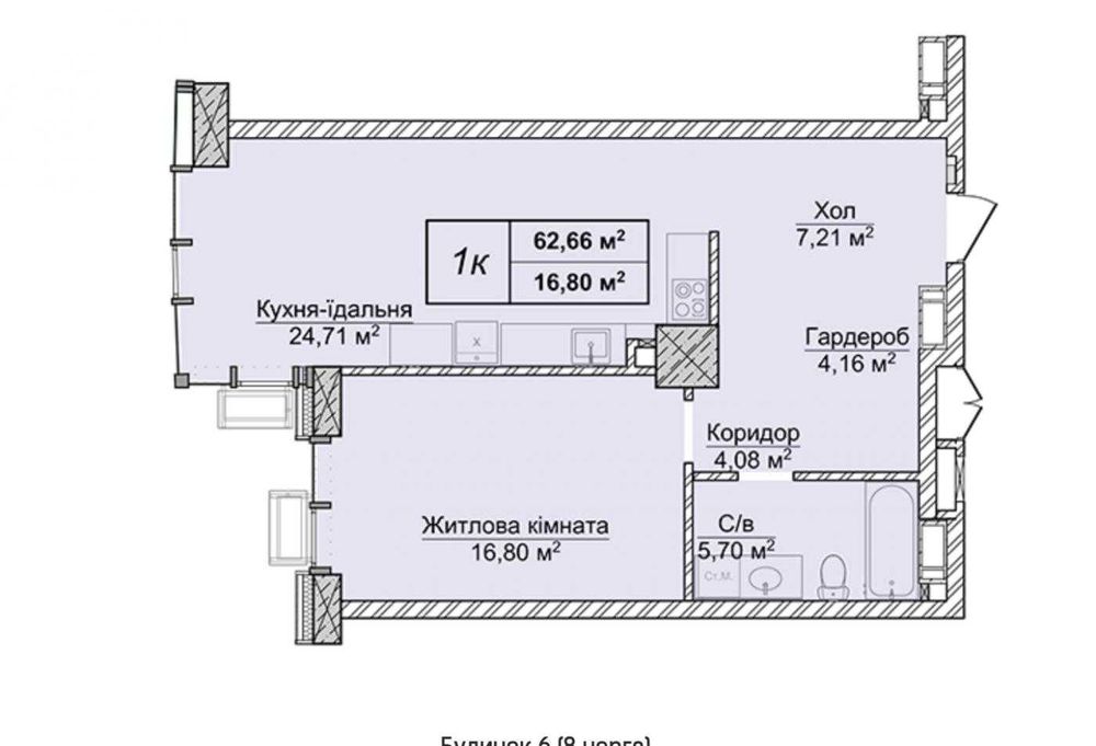 2-кімнатна квартира за адресою бульвар Дружби Народів (площа 62,7 м²) - Atlanta.ua - фото 7